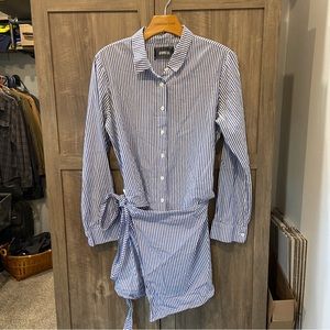 Reformation Medium Shirt Dress Wrap Skirt Button Down Striped